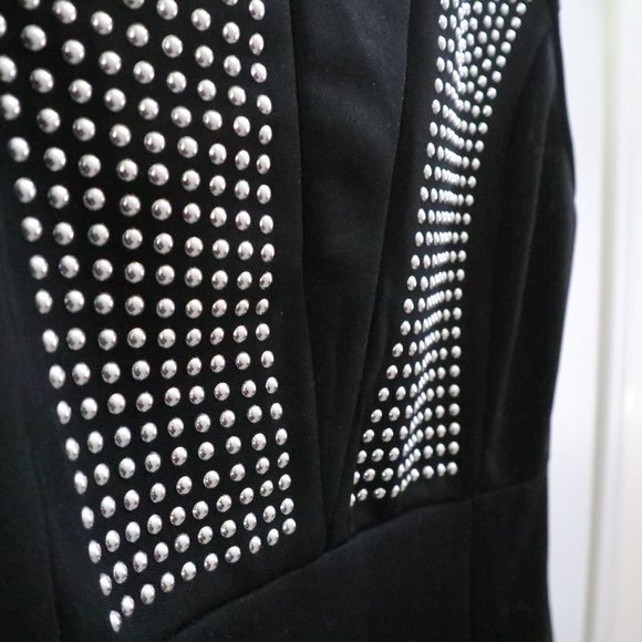 Black Studded Scuba Dress LBD - Picture 2 of 4